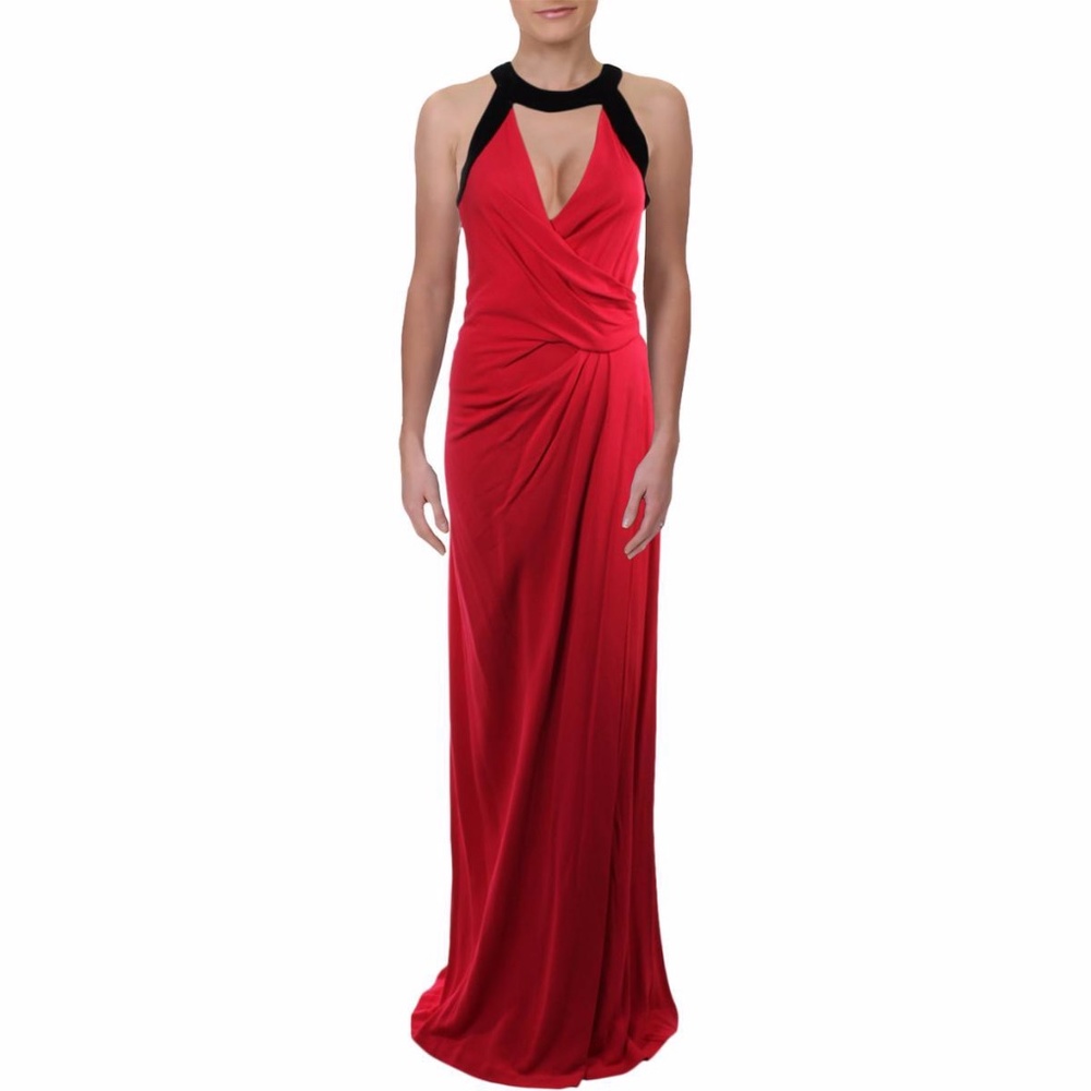 halston heritage evening dresses Halston Heritage V-Neck Long Dress - Black Dresses, Clothing - WH167373